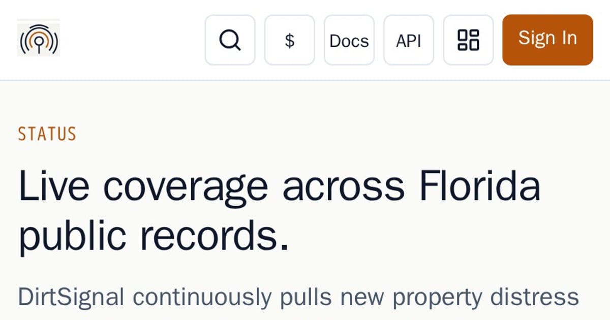 Live coverage status — DirtSignal