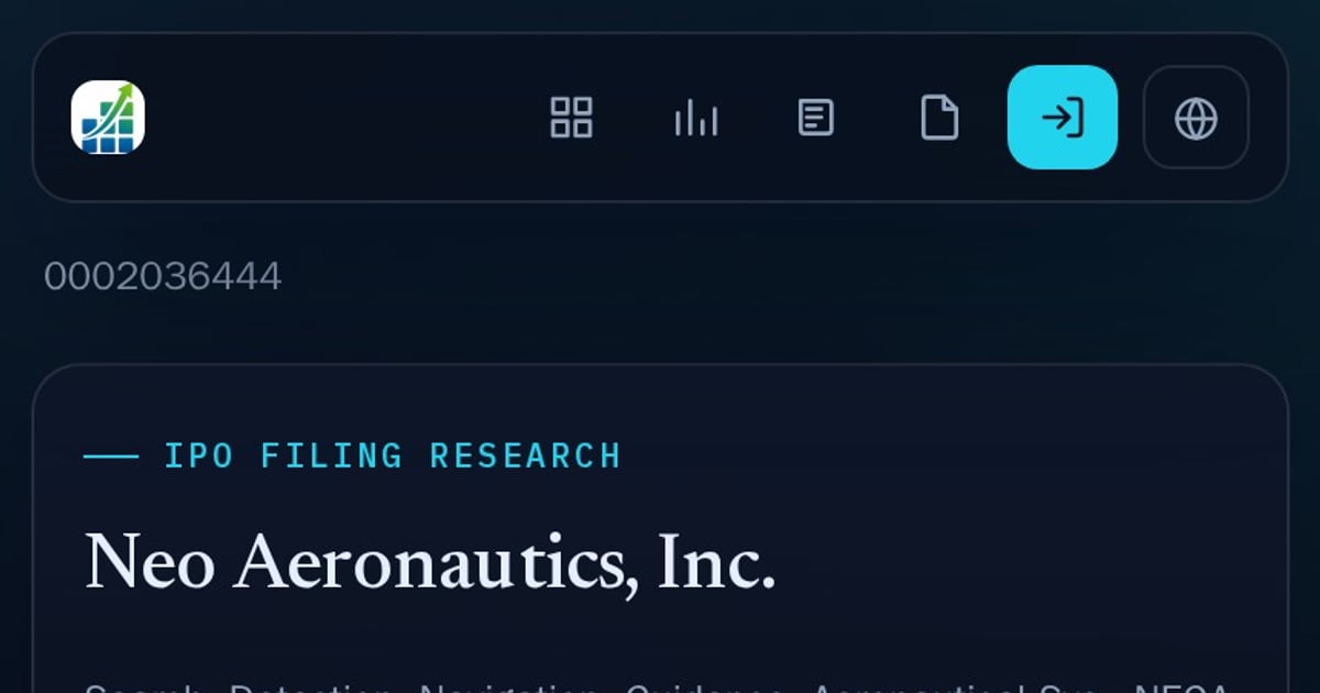 Neo Aeronautics, Inc. IPO Filing Research | IPOGrid